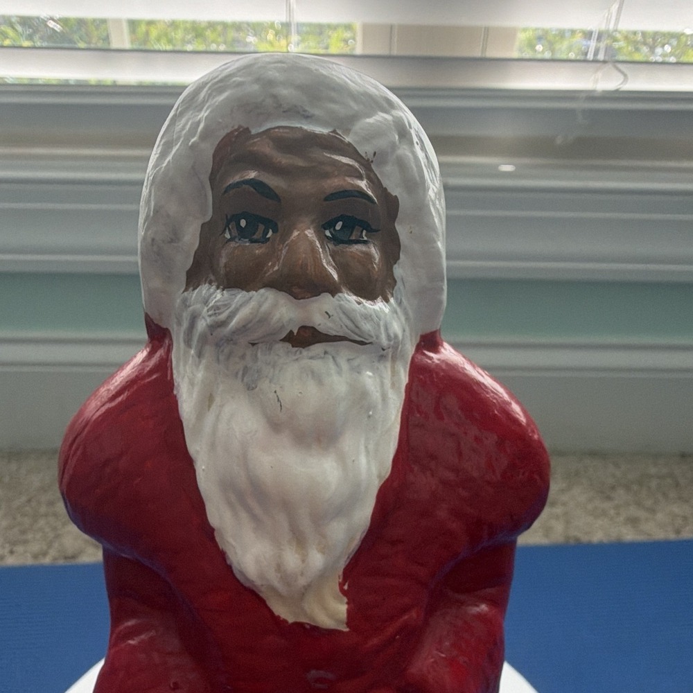 Vintage Mid-Century 1950/1960s African American Santa Blow Mold Figure Signed MD